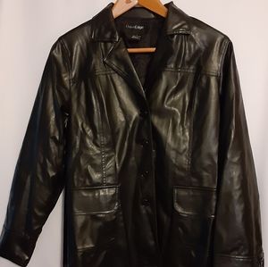 Outer Edge Faux Leather Coat/Exc Cond